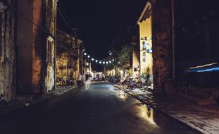 Road Village Night lights
