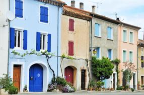 red blue Door house
