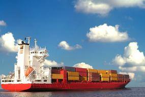 red white Cargo Ship