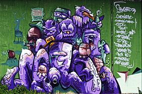 Graffiti purple animals abstract