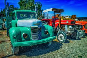 Old Cars green red