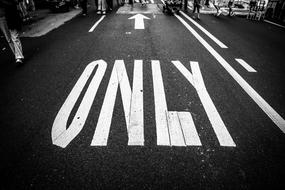 Black White Only text