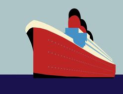 red cruise liner as a drawing