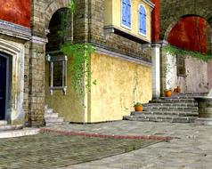 street houses walkway
