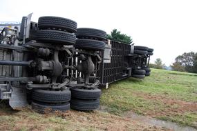 truck on side, road Accident, Crash