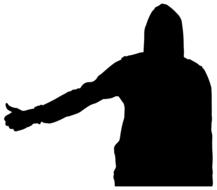 silhouette of a man hitchhiking