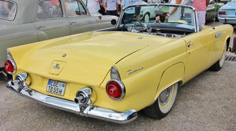 yellow retro car, convertible