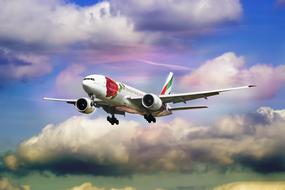 Emirates aircraft high in the sky