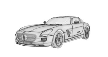 drawing of mercedes car