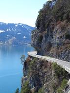 panorama of a mountain road in Switzerland