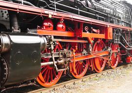 red Steam Locomotive Engine