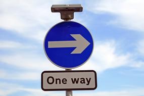 one way under the road sign