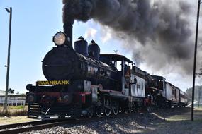 train with old steam locomotive in countryside, australia, ipswich