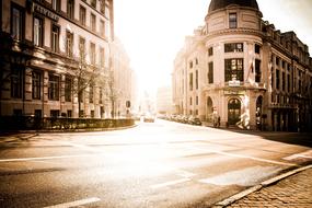 photo of a street in brussels in vintage style