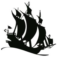 silhouette drawing ship