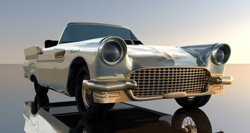 Beautiful, shiny, retro "Ford Thunderbird" car, clipart
