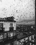Art Buildings windows water drops black and white