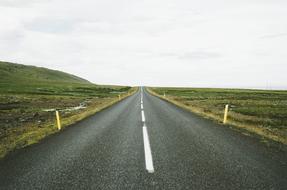 Highway, empty Road through green grass