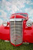 Vintage Car Red Old green grass