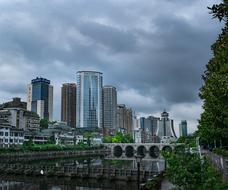 City Skyscraper dark sky