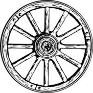 old wooden wheel as a drawing