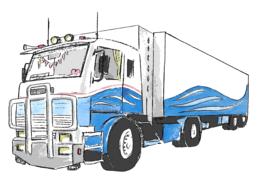 watercolour truck blue white drawing