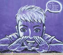 talking boy on graffiti