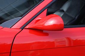 red car mirror