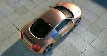 audi r8 sports car topview