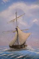sailing ship on sea drawing