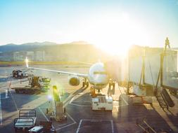 Airport Airplane Transportation at sunlight