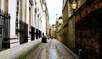 narrow street lined with gothic architecture