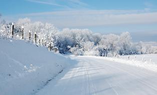 Snow Winters road and trees Landscape