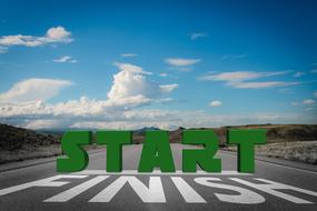 road sky mountains start finish