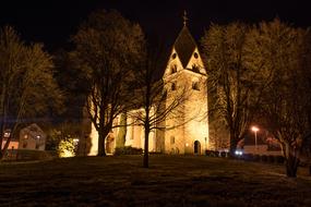 distant view of the church at night