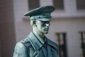 Portrait of a statue of the military man, on the street in Berlin, Germany