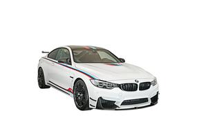 Beautiful white Bmw M4 Gts car with colorful lines at white backgorund