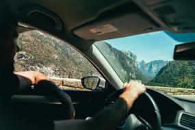 view from the car window on a picturesque landscape