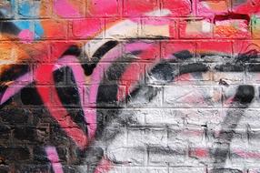 Colorful grunge graffiti on brick wall