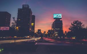 photo of City Street at Sunset