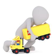 3d drawing of lego truck and man