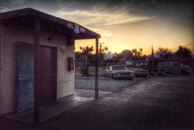 Vintage Retro Motel at sunset