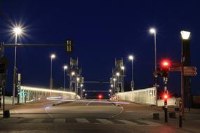 Beautiful bridge, with the colorful lights, at night