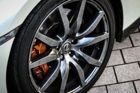 car wheel nissan gtr close up