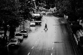 Street Avenue Traffic black and white