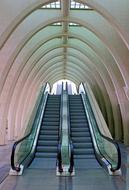 escalators at the railway station in Liege, Belgium