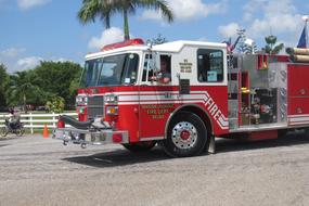 Red Fire Truck Transportation