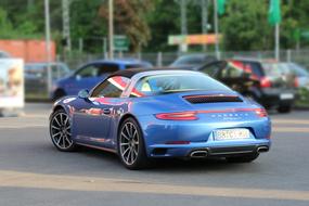 Porsche Targa 911 Sports Car on a city street in a blurred background