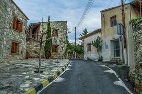 empty Street in old village, cyprus, pentakomo