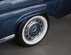 wheel of a blue car mercedes close up
